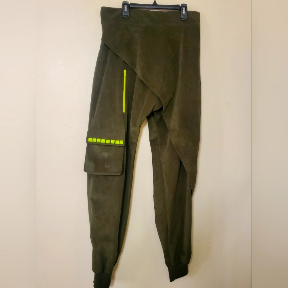 Y2K Green Harem Jogger Pants Studded Neon Unisex Men Woman 80's